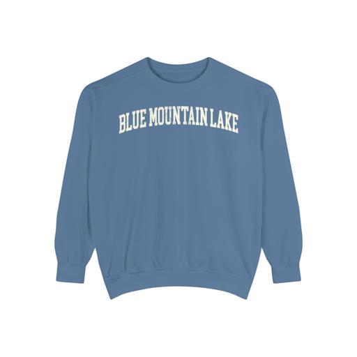 Blue Mountain Lake Garment-Dyed Crewneck in Samantha Blue