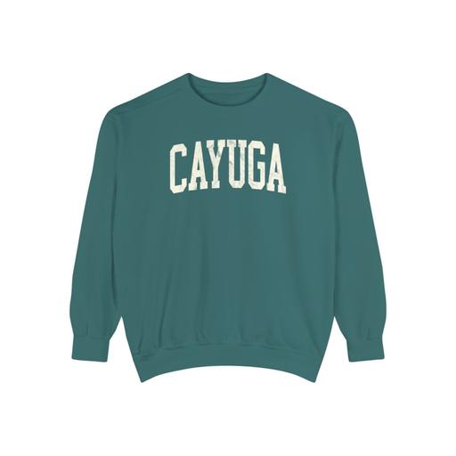 Cayuga Garment-Dyed Crewneck in Blue Spruce