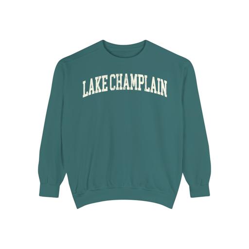 Lake Champlain Garment-Dyed Crewneck in Blue Spruce