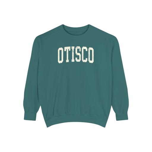 Otisco Garment-Dyed Crewneck in Blue Spruce