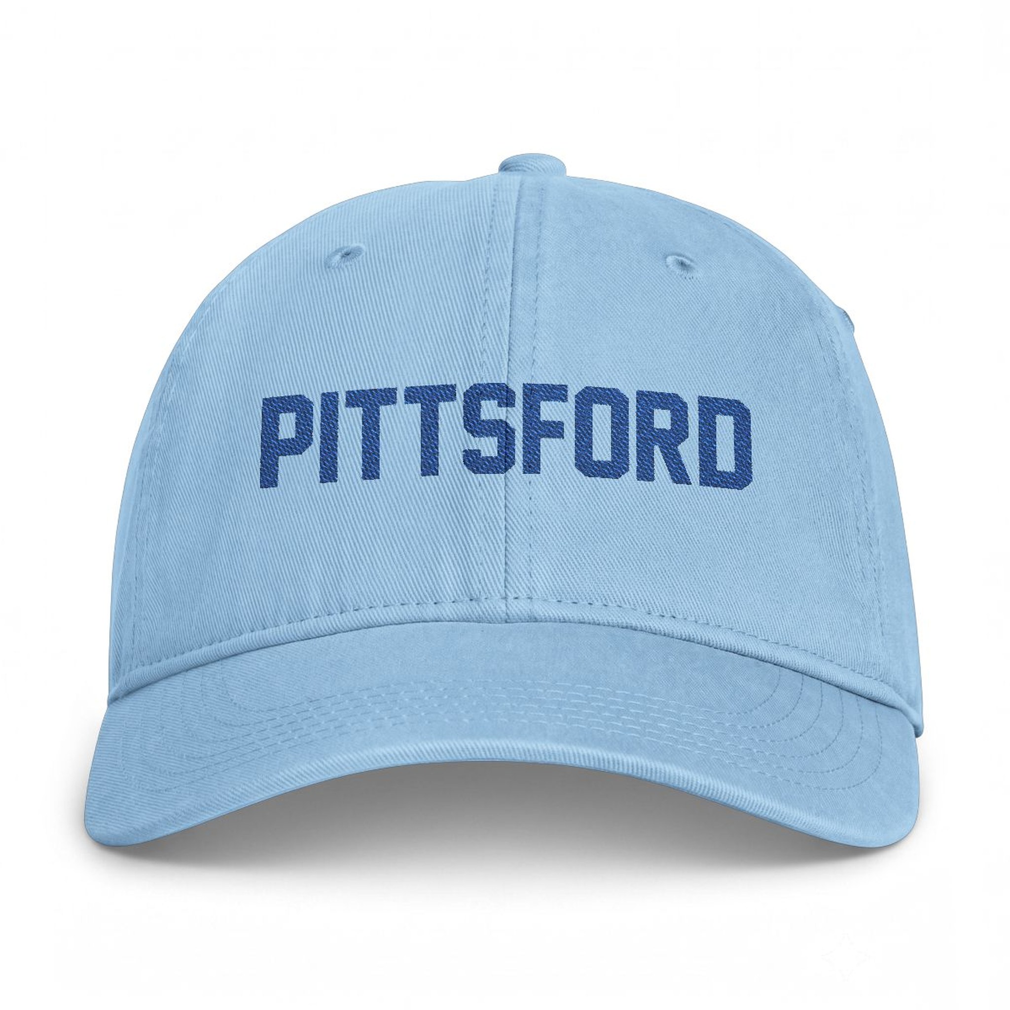 Pittsford Embroidered Cap in Hydrangea, front — PITTSFORD lettering