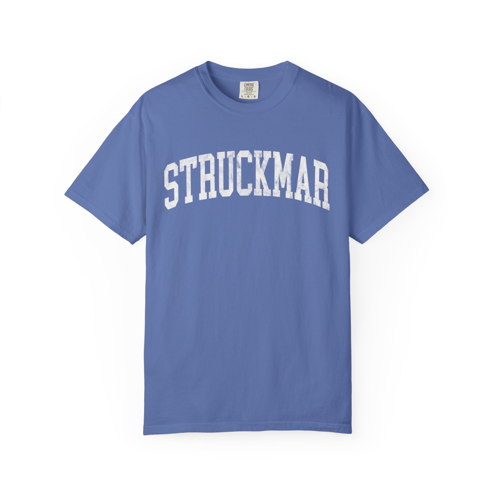 Struckmar Garment-Dyed Tee in FLX Waves, front — STRUCKMAR lettering