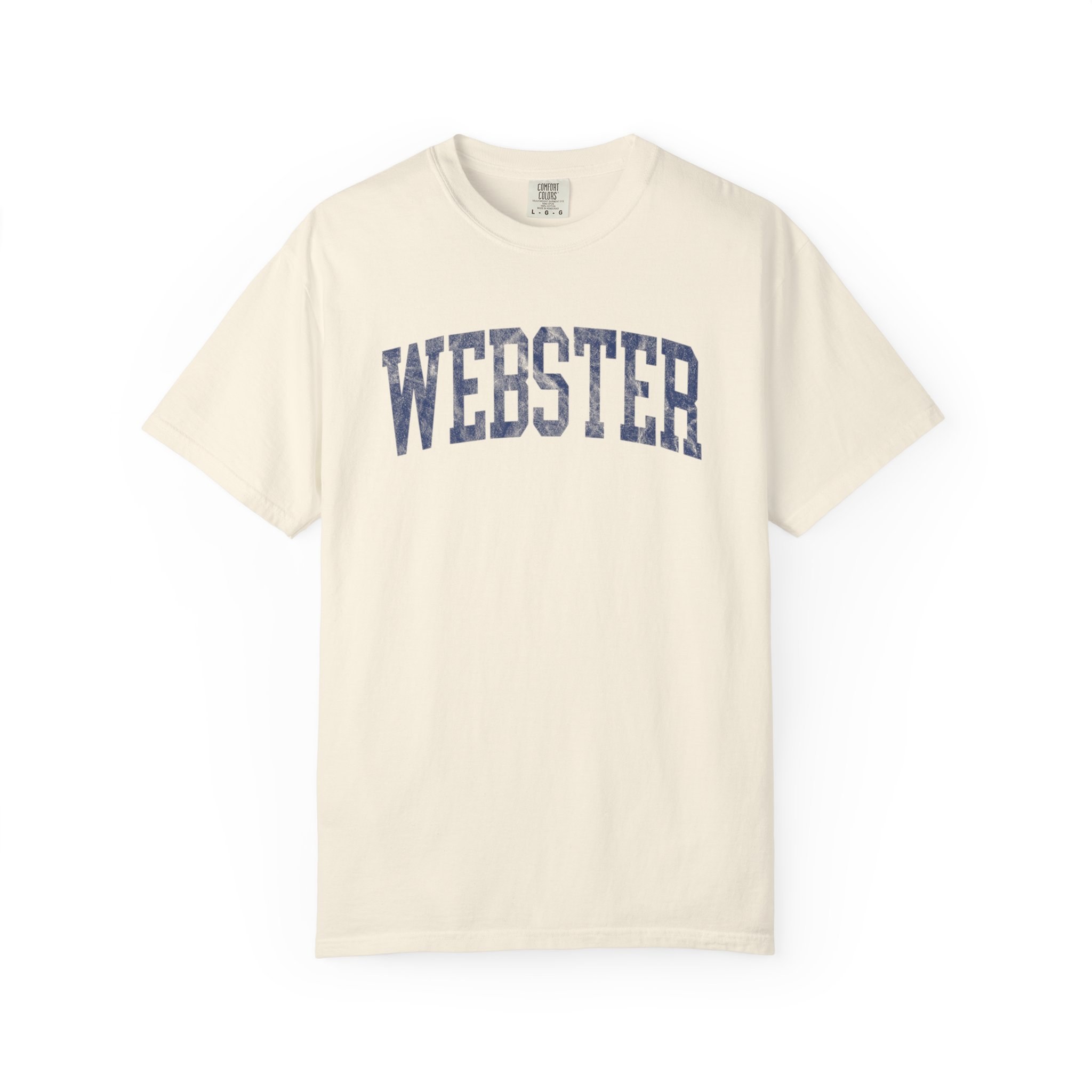 Webster Garment-Dyed Tee in Crème Fraîche, front — WEBSTER lettering